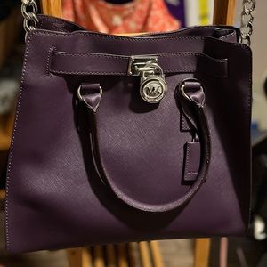 Michael Kors Hamilton Leather Satchel In purple. Excellent condition